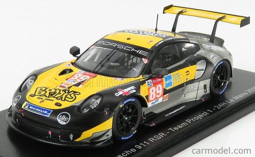 Spark-Model - Porsche 911 991-2 Rsr Team Project 1 N 89 24H Le Mans 2020 Steve Brooks - A.Laskaratos - J.Piguet Yellow Black