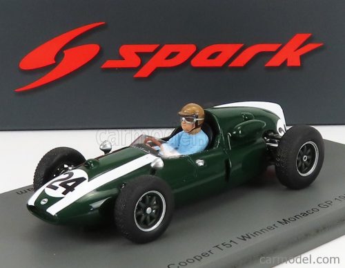 Spark-Model - Cooper F1 T51 Climax Team Cooper Car Company N 24 Winner Monaco Gp Jack Brabham 1959 World Champion Green White