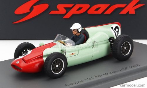 Spark-Model - Cooper F1 T51 N 18 4Th Monaco Gp 1960 T.Brooks Green Red