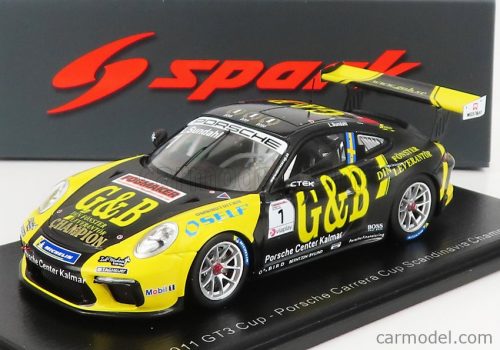 Spark-Model - Porsche 911 991-2 Gt3 Cup N 11 Porsche Carrera Cup Scandinavie Champion 2020 L.Sundahl Black Yellow