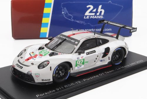 Spark - PORSCHE 911 991-2 RSR-19 4.2L TEAM PORSCHE GT N 92 24h LE MANS 2022 M.CHRISTENSEN - K.ESTRE - L.VANTHOOR WHITE GREY RED