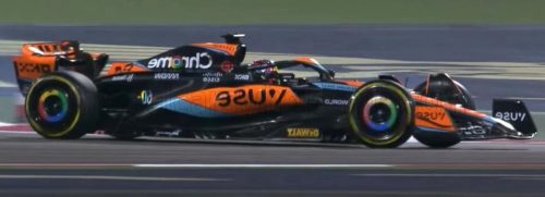 Spark - McLAREN F1  MCL60 TEAM McLAREN N 81 WINNER SPRINT RACE QATAR GP WITH PIT BOARD 2023 OSCAR PIASTRI ORANGE BLUE BLACK