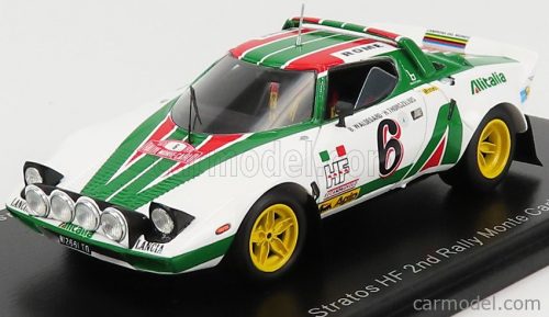 Spark-Model - Lancia Stratos Hf Alitalia N 6 2Nd Rally Montecarlo 1976 B.Waldegaard - H.Thorszelius White Green Red