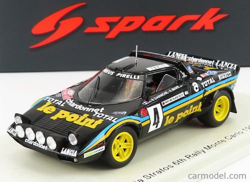 Spark-Model - Lancia Stratos N 4 6Th Rally Montecarlo 1981 B.Darniche - A.Mahe Black Yellow