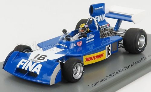 Spark - SURTEES F1  TS16 N 18 4th BRAZIL GP 1974 C.PACE BLUE WHITE