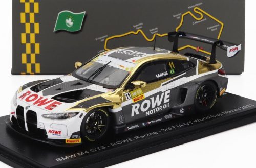 Spark - BMW 4-SERIES M4 GT3 TEAM ROWE RACING N 11 3rd FIA GT WORLD CUP MACAU 2023 AUGUST FARFUS WHITE BLACK GOLD