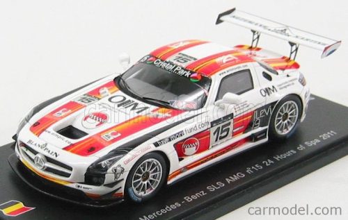 Spark-Model - Mercedes Benz Sls Amg N 15 24H Spa 2011 K.Wauters - A.Kumpen - M.Hezemans White Red Yellow