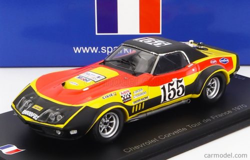 Spark-Model - Chevrolet Corvette C3 N 155 Tour De France 1970 H.Greder - J.C.Perramond Red Yellow Black