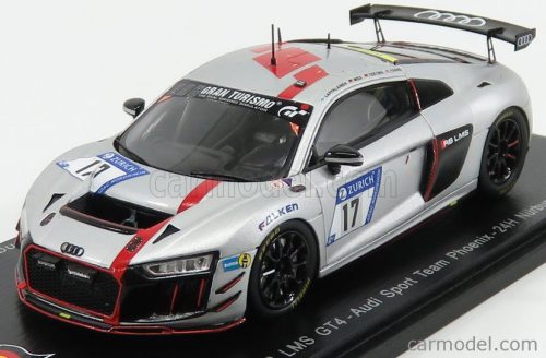 Spark-Model - Audi R8 Lms Gt4 Team Audi Sport Phoenix N 17 24H Nurburgring 2017 J.Lappalainen - A.Mies - P.Terting - A.Yoong Grey