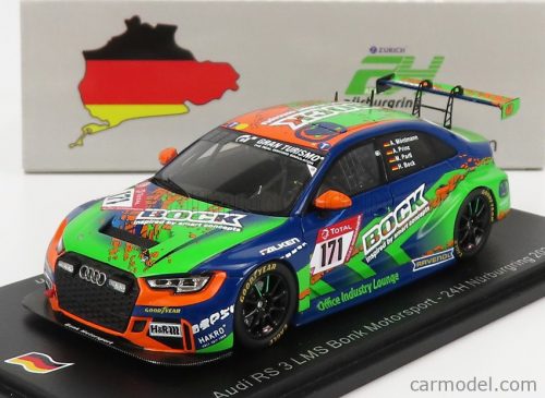 Spark-Model - Audi A3 Rs3 Lms Team Bonk Motorsport N 171 24H Nurburgring 2020 H.Bock - M.Partl - A.Prinz - A.Moentmann Blue Green