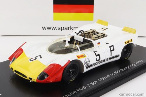 Spark-Model - Porsche 908/2 N 5 5Th 1000Km Nurburgring 1969 W.Kauhsen - K.Von Wendt White Red Yellow