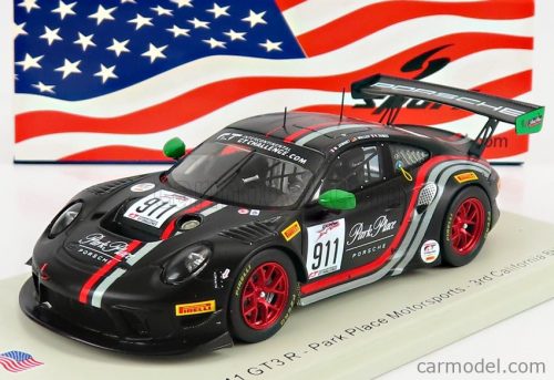 Spark-Model - Porsche 911 991 Gt3 R Team Park Place Motorsports N 911 3Rd 8H Californie 2019 M.Jaminet - S.Muller - R.Dumas Black Red