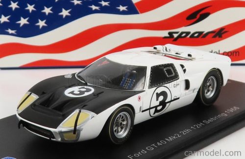 Spark-Model - Ford Usa Gt40 Mkiv 7.0L V8 N 3 12H Sebring 1966 W.Hansgen - M.Donohue White Black