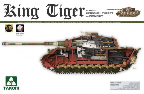 Takom - WWII German Heavy Tank Sd.Kfz.182 King Tiger Henschel Turret with Zimmer