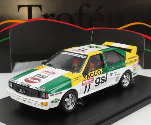 Trofeu - AUDI QUATTRO N 11 RALLY 1000 PISTES 1983 J.PANCIATICI - A.TABET WHITE GREEN YELLOW