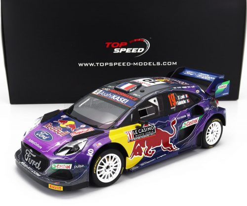 TrueScale - FORD ENGLAND PUMA RALLY1 RED BULL TEAM FORD WORLD RALLY M-SPORT N 19 WINNER RALLY MONTECARLO 2022 S.LOEB - I.GALMICHE PURPLE YELLOW BLACK