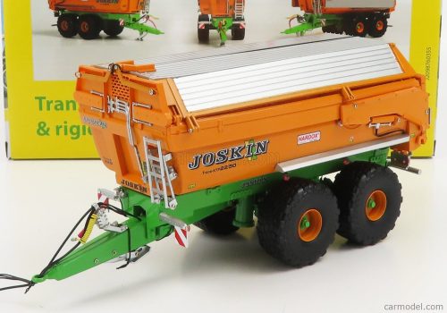 Universal Hobbies - Joskin Silo-Cargo Transktp 22/50 Closed Trailer For Tractor 2004 Orange Silver Green