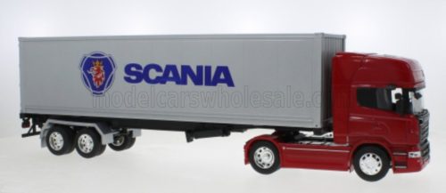 Welly - SCANIA R730 V8 TRUCK CASSONATO 2015 RED SILVER